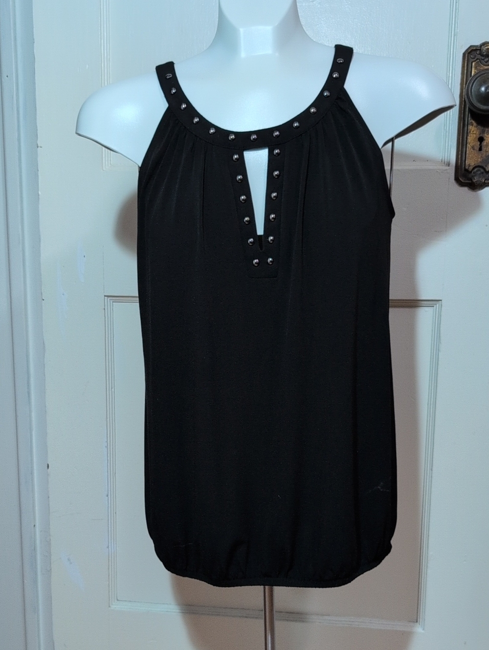 INC International Concepts Black Stud-Trim Halter Tank
